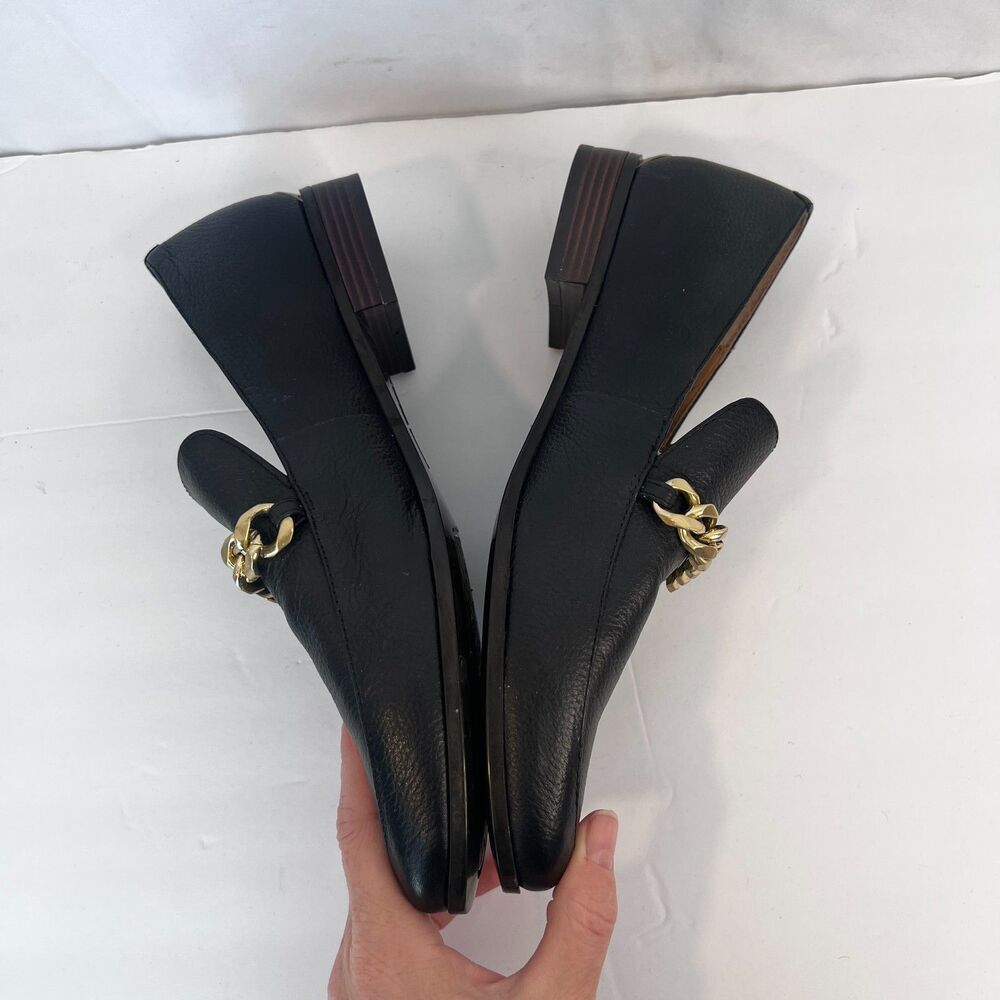 Calvin Klein Gold Chain Loafers Black Slip‎ On Flats Gold Accent Heel Size 7.5 - Picture 3 of 12